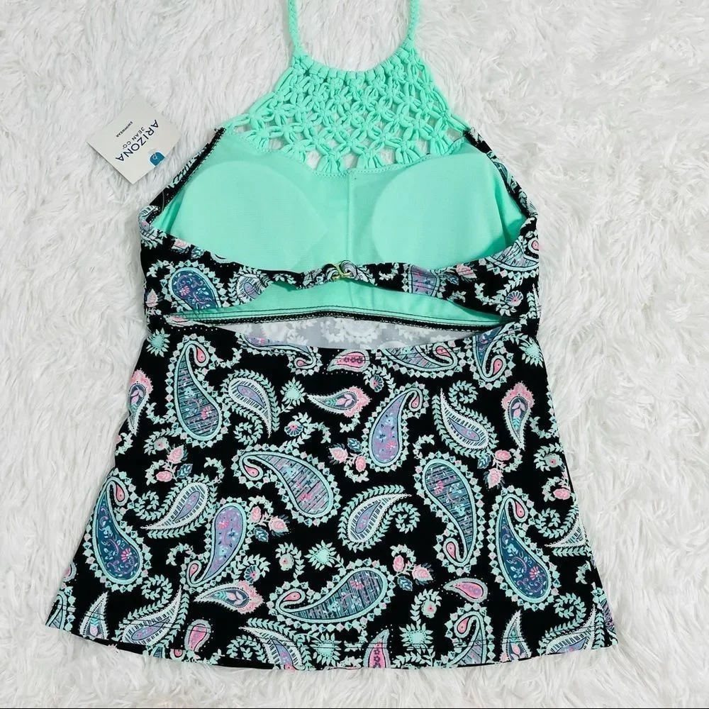 NWT Arizona Mint Braided Tankini Bikini‎ Top S